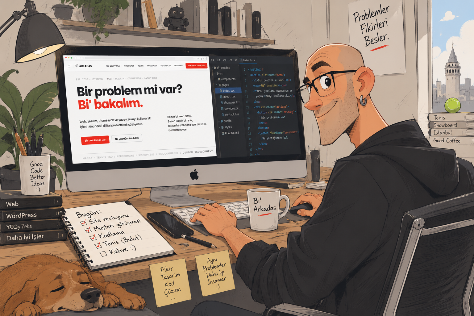 Web sitesi tasarım ve geliştirme sürecini gösteren çalışma ortamı